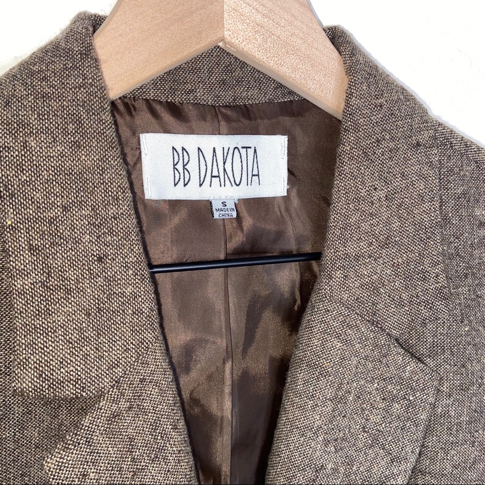 BB Dakota Half Sleeve Brown Wool Blend Blazer - Picture 3 of 8